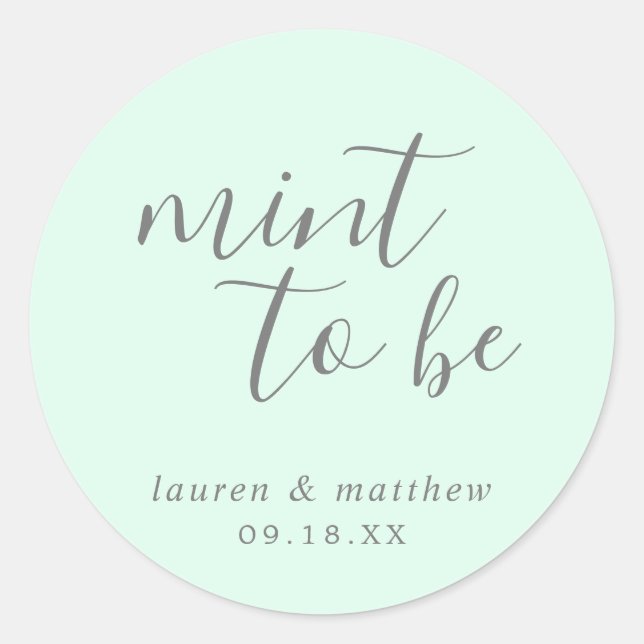 Sticker Rond Simple Mint Green Mariage élégant (Devant)