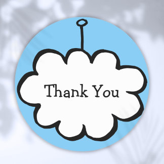 Sticker Rond Simple Modern Nuage sur une Corde Merci