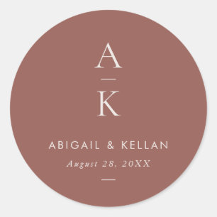 Sticker Rond Simple moderne Brown Monogramme Mix Match Mariage