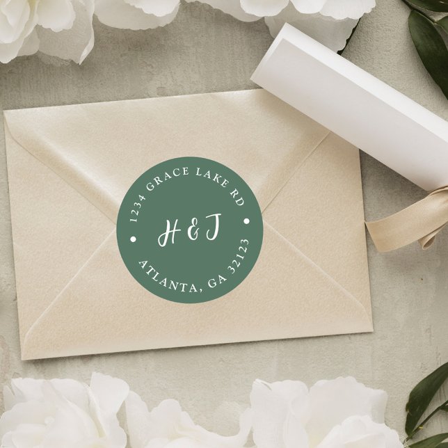 Sticker Rond Simple Moderne Élégant Mariage Adresse de retour (Simple Modern Elegant Wedding Return Address Classic Round Sticker)