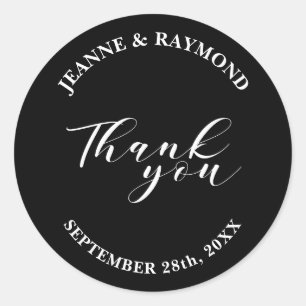 Sticker Rond Simple moderne et minimaliste Noir mariage Faveur