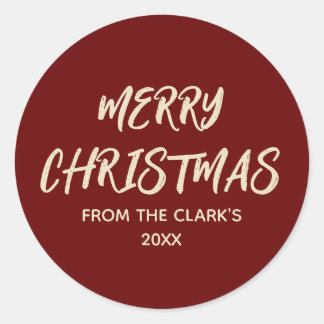 Sticker Rond Simple moderne Festif Rouge Joyeux Noël