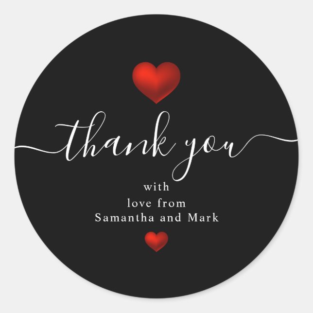 Sticker Rond Simple moderne Mariage Red Black Heart (Devant)