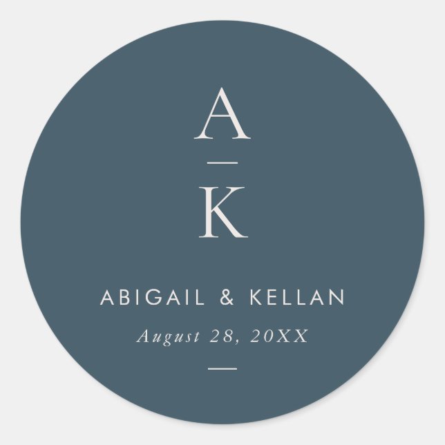 Sticker Rond Simple moderne Marine Blue Monogram Mix Match Mari (Devant)