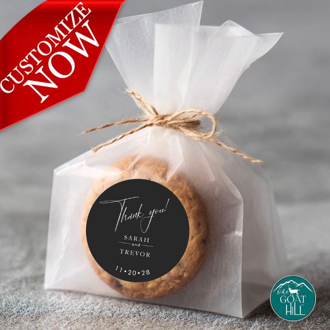 Sticker Rond Simple moderne noir & blanc (Créateur téléchargé)