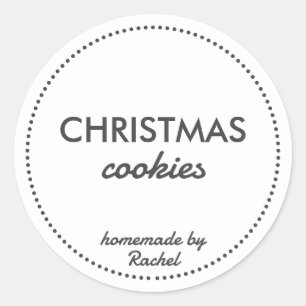 Sticker Rond Simple moderne Noir fait maison Cookies de Noël