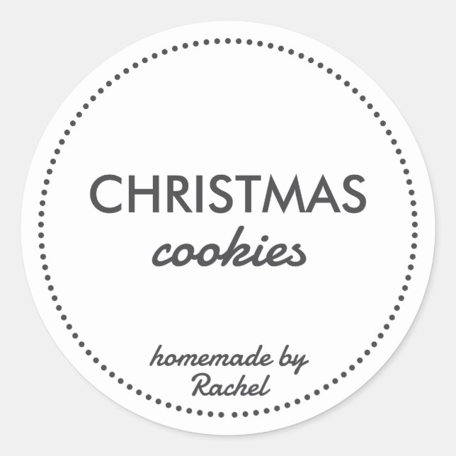 Sticker Rond Simple moderne Noir fait maison Cookies de Noël (Devant)