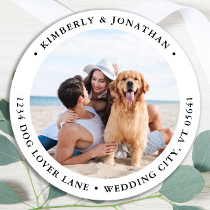 Sticker Rond Simple moderne Photo personnalisée Arrondi Adresse