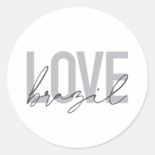 Sticker Rond Simple, moderne, urbain, design cool Love Brazil