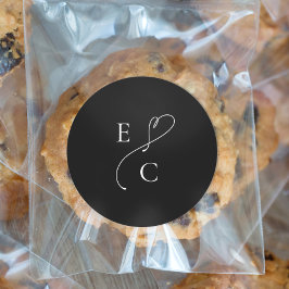 Sticker Rond Simple Monogramme Moderne Couples Initiales Logo