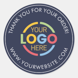 Sticker Rond Simple Navy Blue Custom Business Logo promotionnel