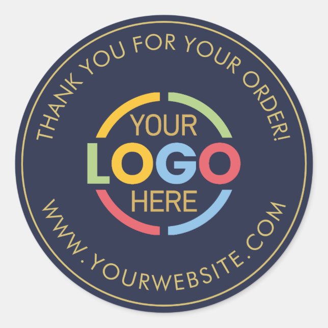 Sticker Rond Simple Navy Blue Custom Business Logo promotionnel (Devant)