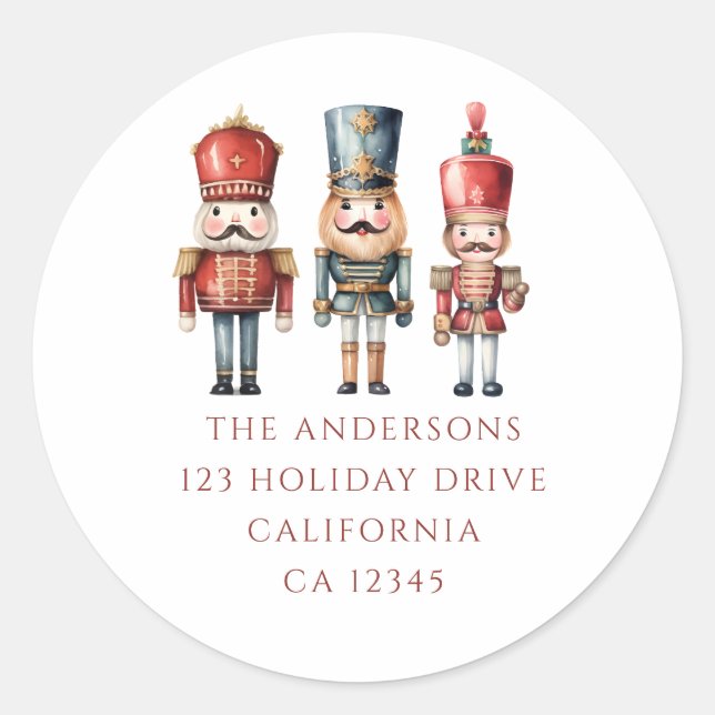 Sticker Rond Simple Nutcracker Christmas Holiday Adresse de ret (Devant)