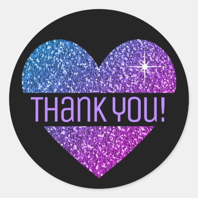 Sticker Rond Simple Ombre Rainbow Parties scintillant Merci de  (Devant)