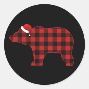 Sticker Rond Simple Ours Silhouette Buffalo Noël