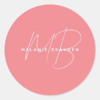 Simple Pastel Rose Minimaliste Deux Monogrammes No