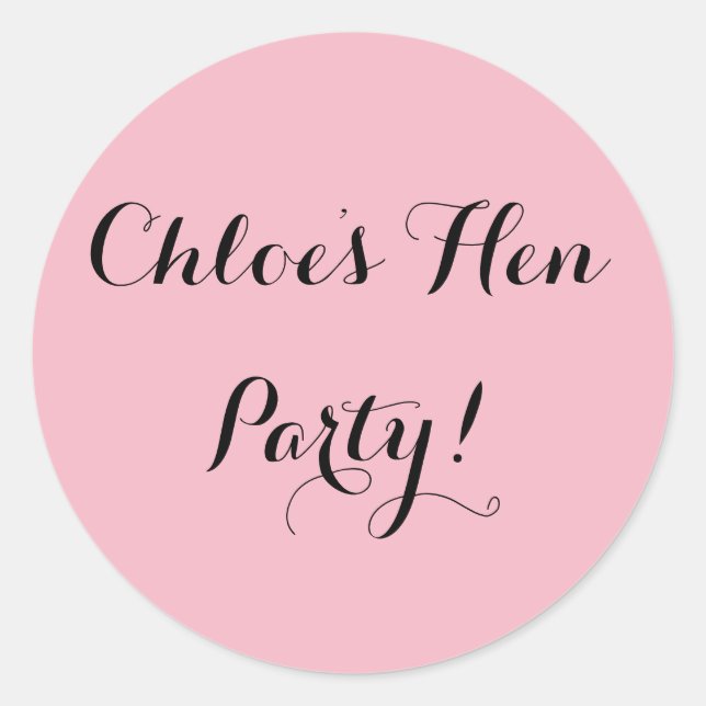 Sticker Rond Simple personnalisation Hen Do (Devant)