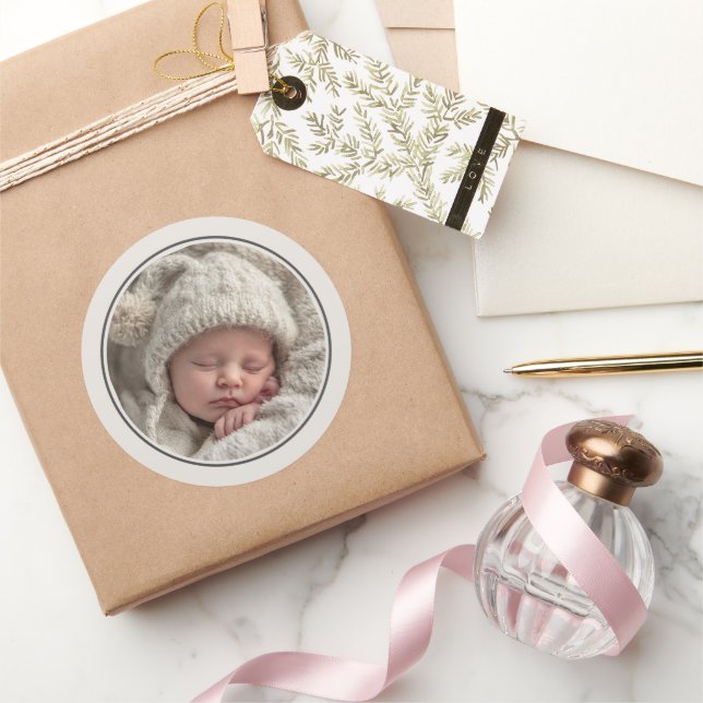Sticker Rond Simple Photo Template Personalized Frame (Cadeaux)