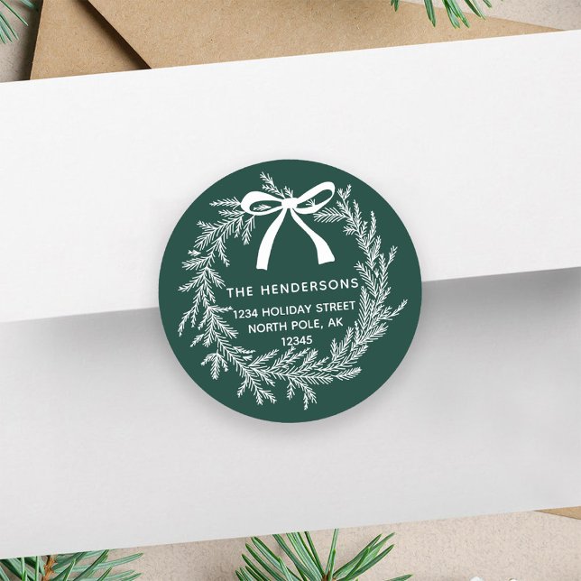 Sticker Rond Simple Pine de Noël Wire retour Adresse verte (Créateur téléchargé)