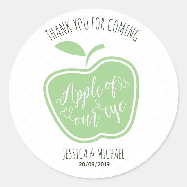 Sticker Rond Simple Pomme verte et blanche de notre oeil (Devant)