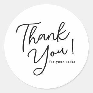 Sticker Rond Simple Remerciement Manuscrit Petite Entreprise