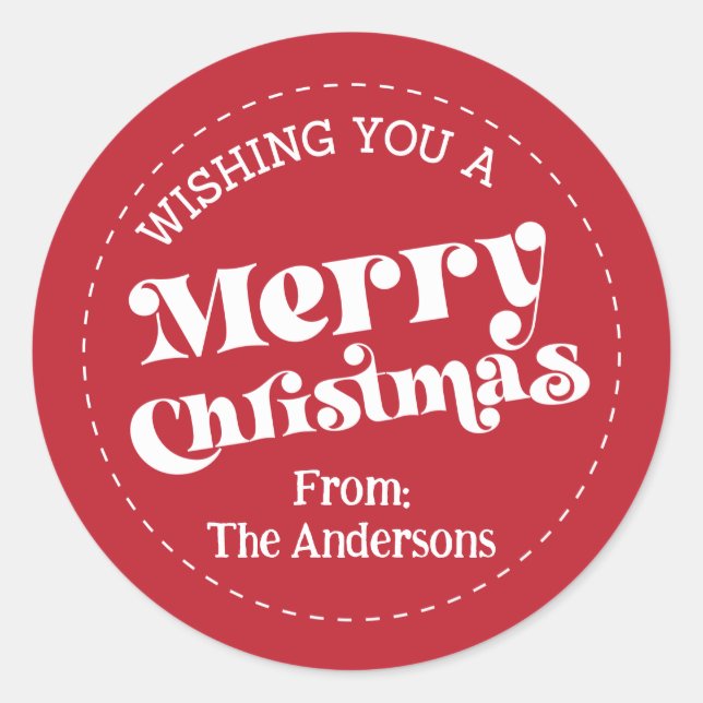 Sticker Rond Simple rétro moderne Noël Petit (Devant)