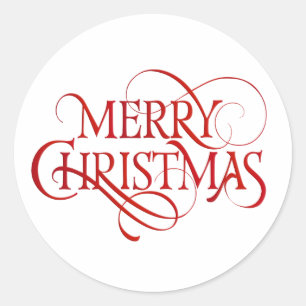 Sticker Rond Simple Rouge Joyeux Noël Élégant