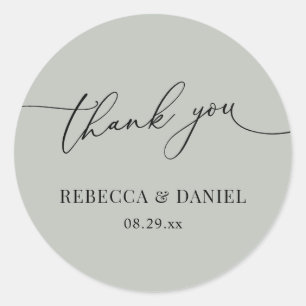 Sticker Rond Simple rustique Sage Green favorise le Merci