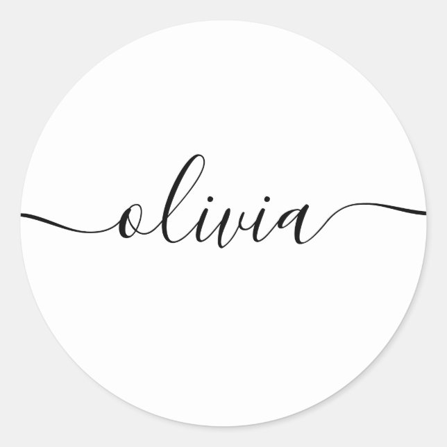 Sticker Rond Simple Script de signature personnalisé rouge (Devant)