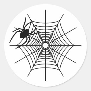 Sticker Rond Simple Spider Et Un Peu Spiderweb Halloween
