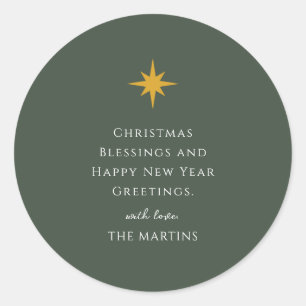 Sticker Rond Simple Star de Noël Personnalisé Religieux