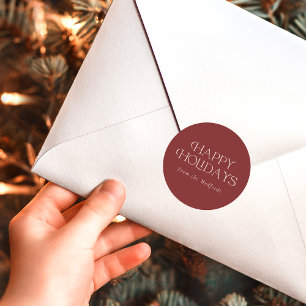Sticker Rond Simple Style Happy Holidays Nom Rouge