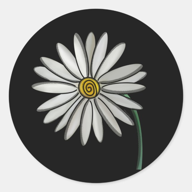 Sticker Rond Simplement des marguerites (Devant)