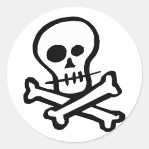 Sticker Rond Simplicité du crâne et des os croisés