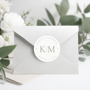 Sticker Rond Simply Chic Mariage Initiales Pearl White ID1046