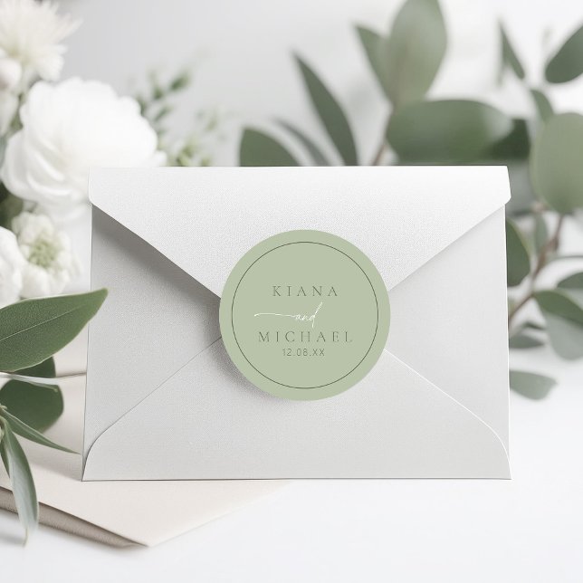 Sticker Rond Simply Chic Mariage Sage/Moss Green ID1046 (Créateur téléchargé)