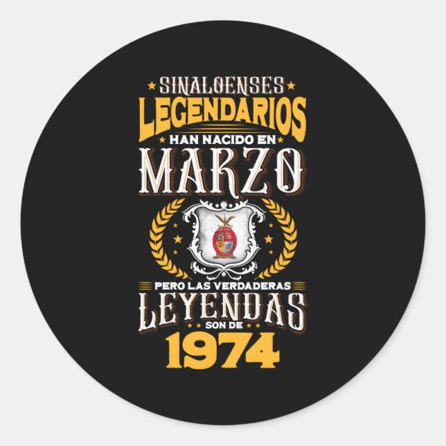 Sticker Rond Sinaloenses Legendarios Son De Marzo 1974 (Devant)