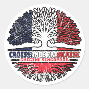 Sticker Rond Singapour France France Arbre Racines