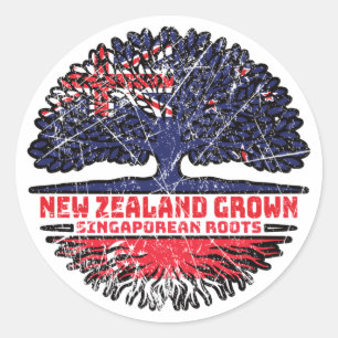 Sticker Rond Singapour Singapour Nouvelle-Zélande Nouvelle-Zéla