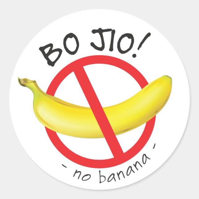 Sticker Rond Singapour Singlish - Bo Jio - Pas d'Invitation, Pa (Devant)