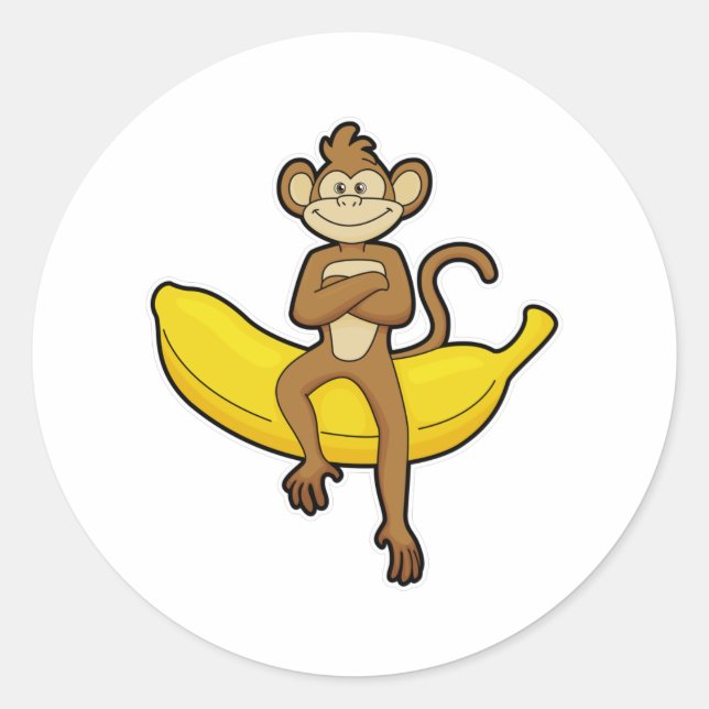 Sticker Rond Singe à la banane (Devant)