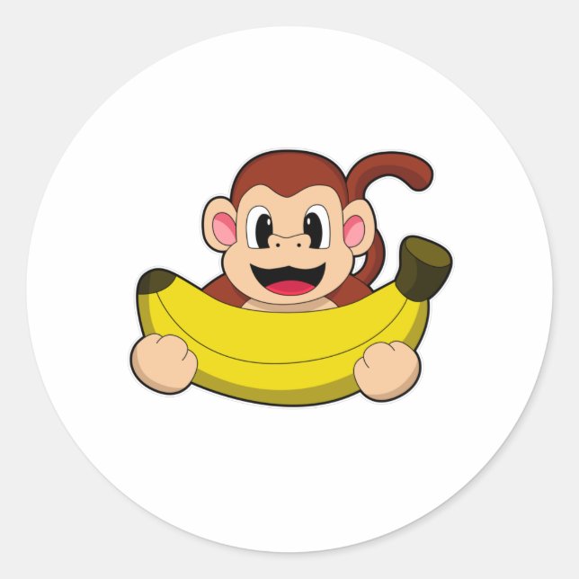 Sticker Rond Singe à la banane (Devant)
