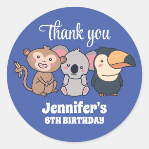 Sticker Rond Singe animal sauvage Koala fête d'anniversaire