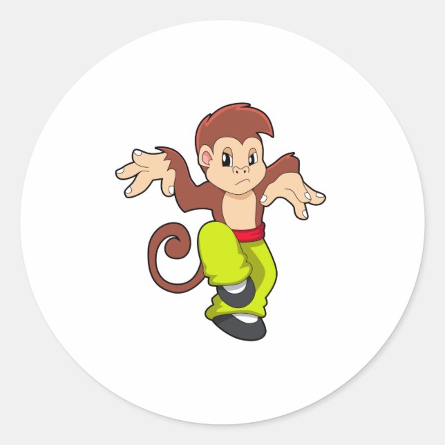 Sticker Rond Singe aux arts martiaux Kungfu (Devant)