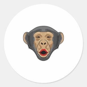 Sticker Rond Singe avec bouche baisée