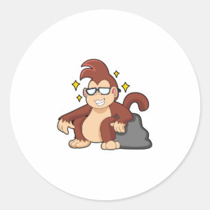 Sticker Rond Singe avec lunettes de soleil