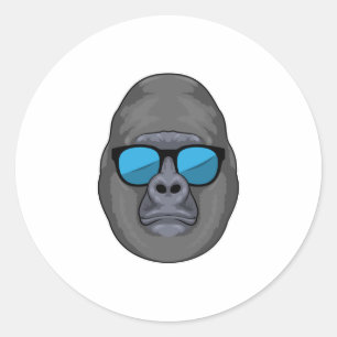 Sticker Rond Singe avec lunettes de soleil
