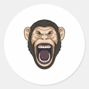 Sticker Rond Singe avec poils noirs