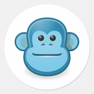 Sticker Rond Singe bleu