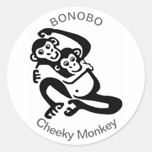 Sticker Rond Singe Cheeky - BONOBO - Faune Afrique